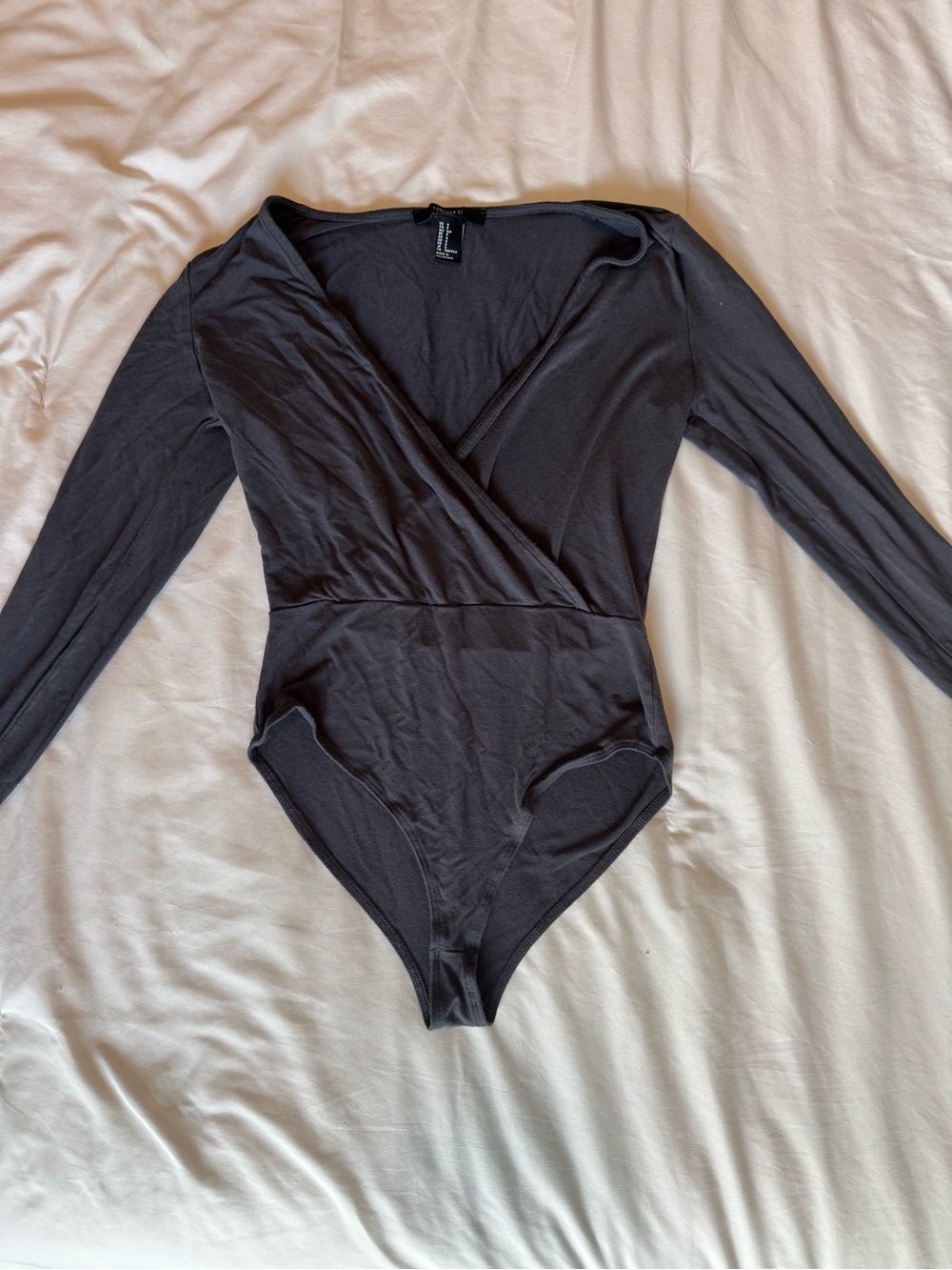 Forever 21 Charcoal Grey V-Neck Bodysuit